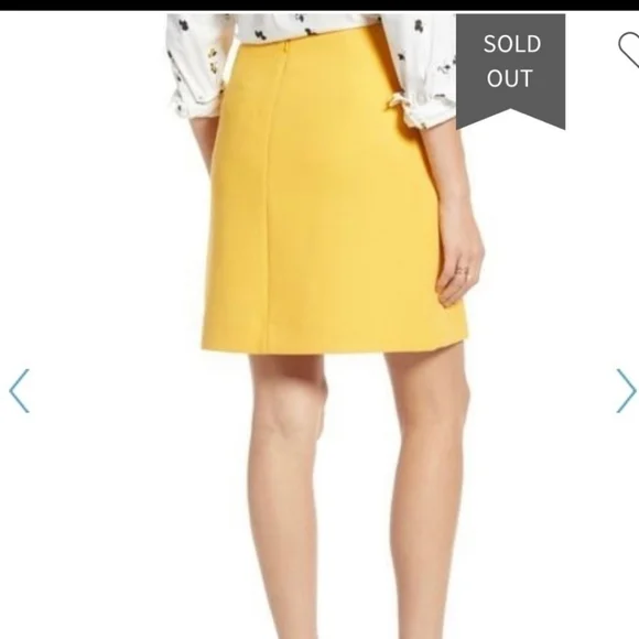Nordstrom 1901 Yellow Rod Double Button Front Mini Skirt Size 2 - Picture 5 of 9